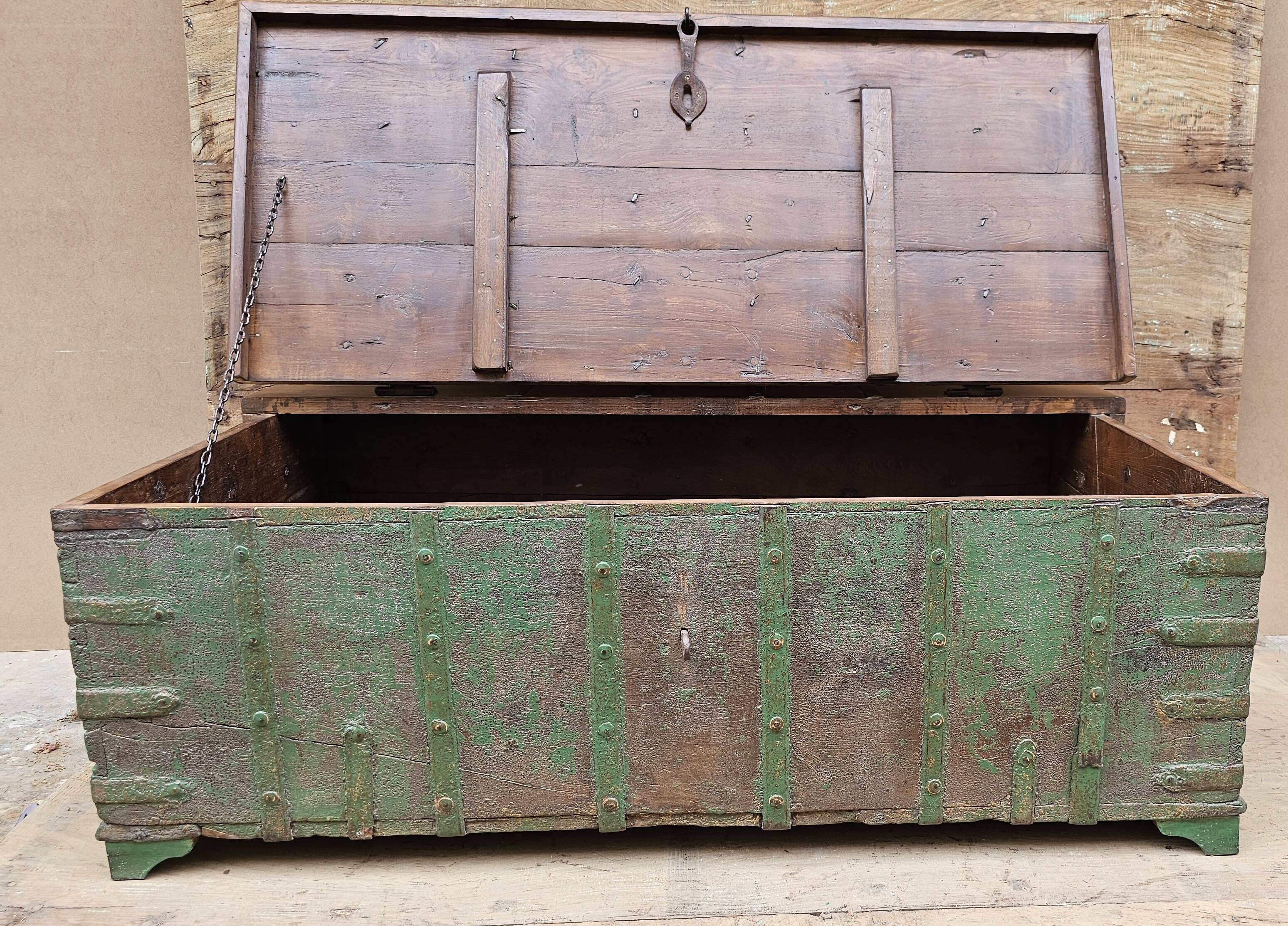 Old coffee table - Burmese teak chest