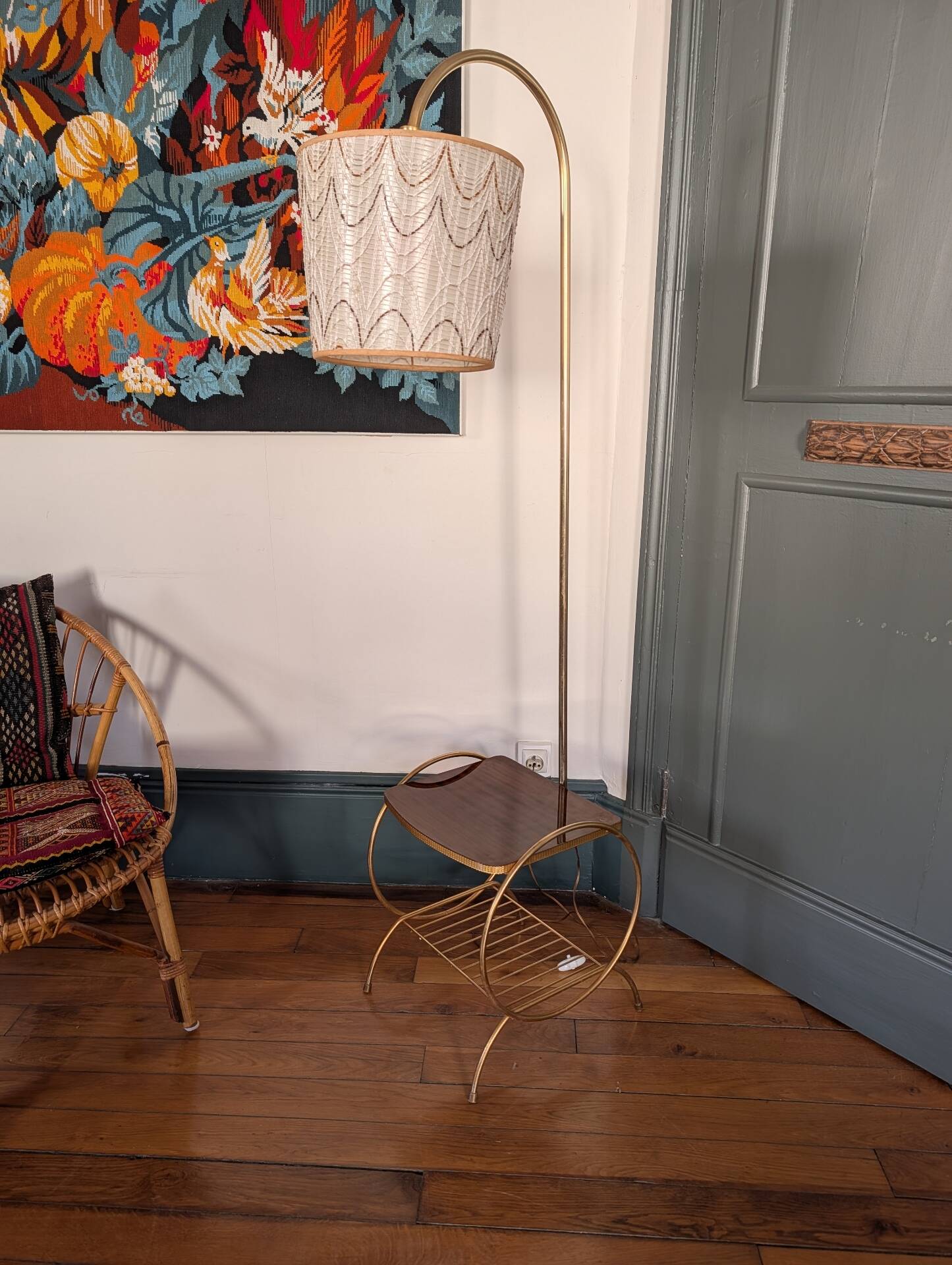 1950s reading lamp – Formica and gold metal