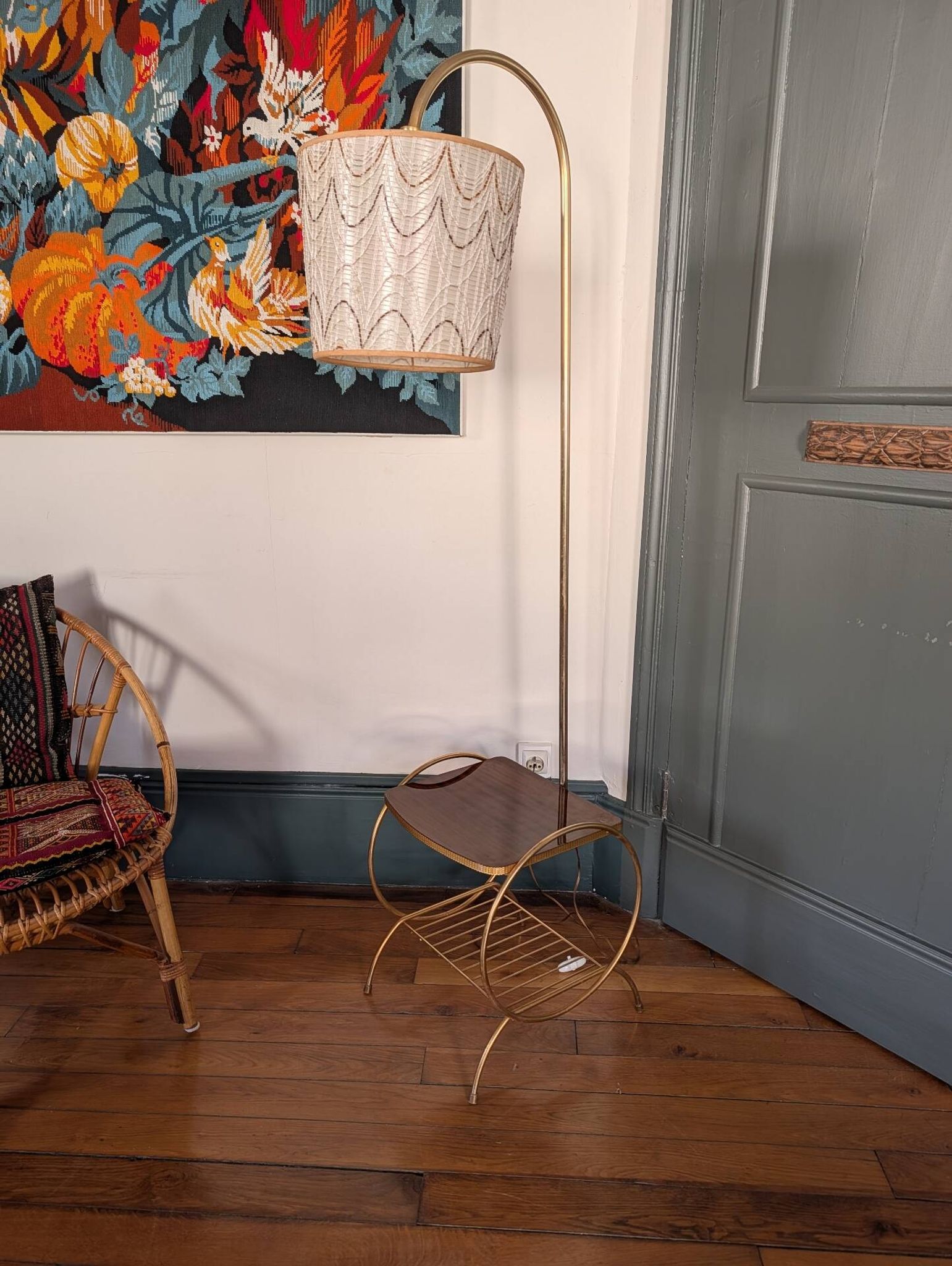 1950s reading lamp – Formica and gold metal