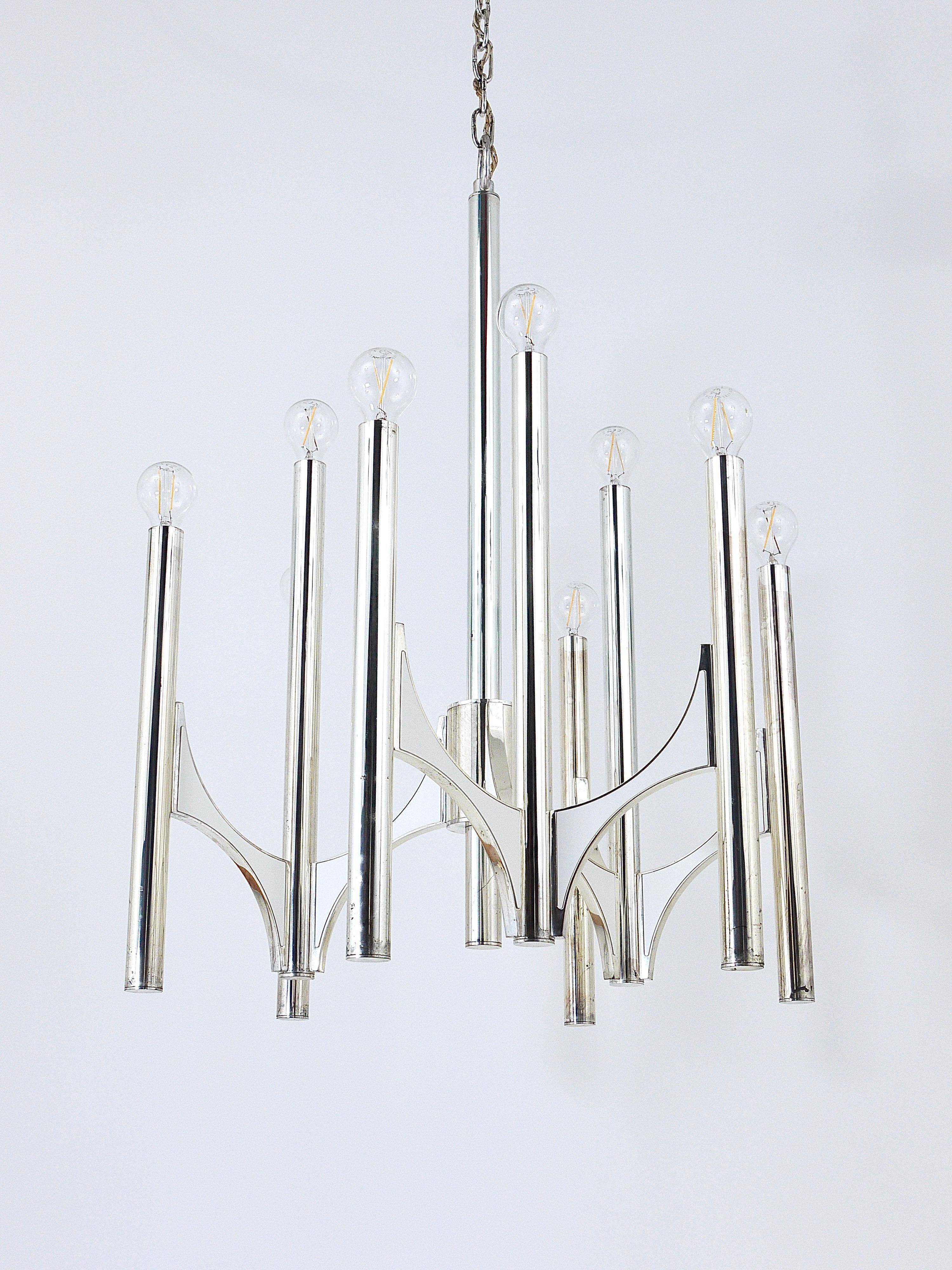 Mid-Century Lustre Gaetano Sciolari Sirius Silvered, Lightolier, Italy