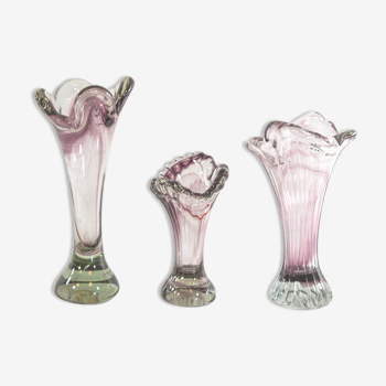 Set de 3 vases Murano années 70