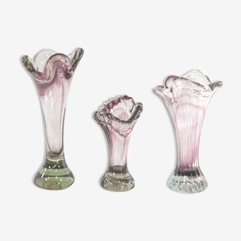 Set of 3 Murano vases 70s