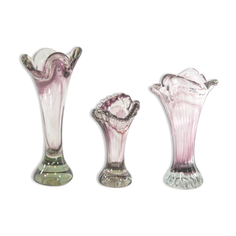 Set of 3 Murano vases 70s