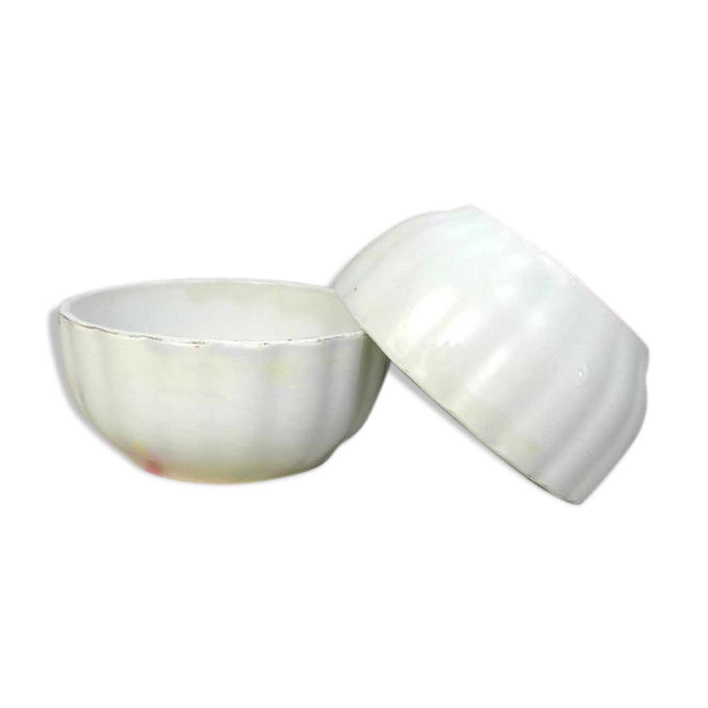 2 Digoin white ceramic milk coffee bowls