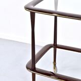 Mahogany brass and glass drinks trolley from italy, circa 1950