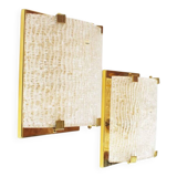 Set of large 1970s Italian brass & Murano glass wall lights