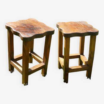 Pair of vintage stools 1950-60 chamtourné seats