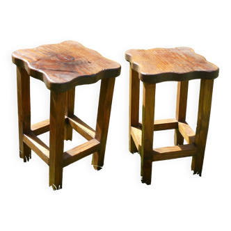 Pair of vintage stools 1950-60 chamtourné seats