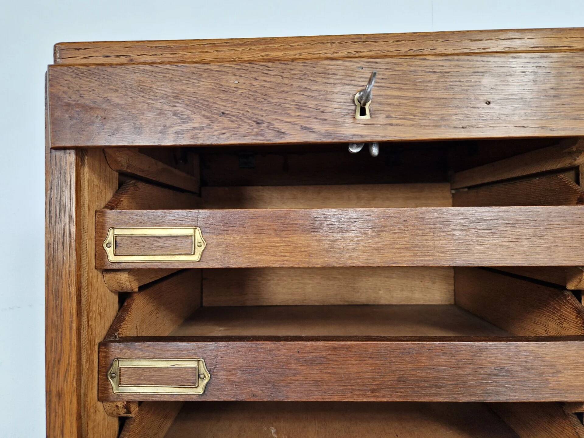 Vintage large oak shutter cabinet | 1930s