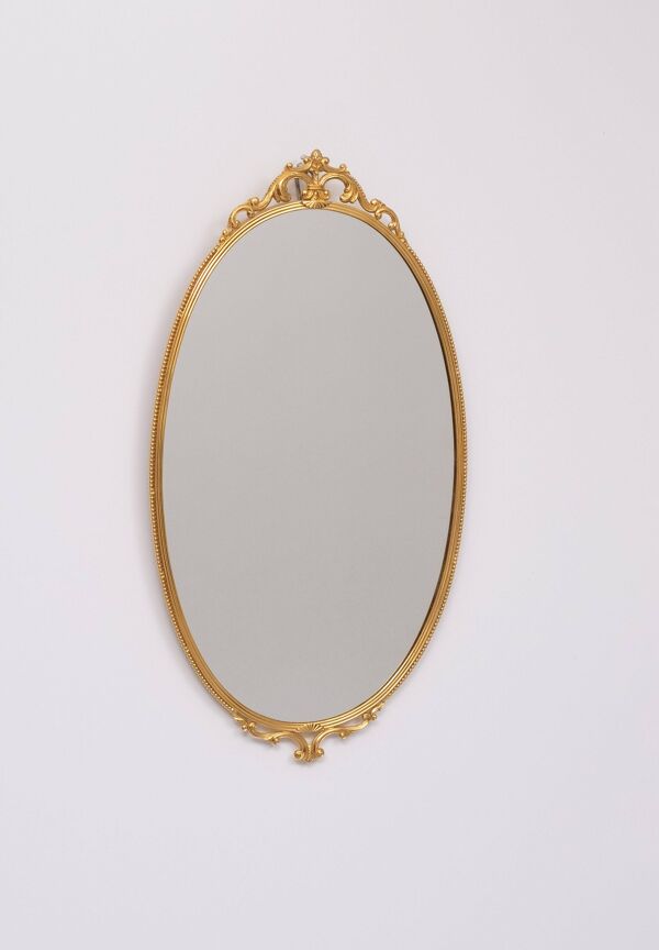 ensemble de 4 miroirs muraux classiques en laiton en forme de médaillon des années 1970