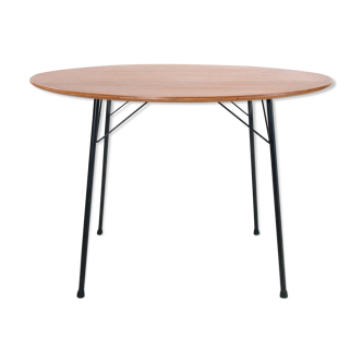 Table à manger ronde en teck par Arne Jacobsen modèle 3600 par Fritz Hansen pour Pastoe