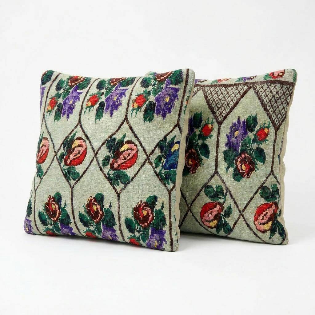 Set of 2 vintage kilim cushion covers 51x51 cm