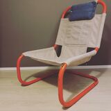Vintage Swedish steel tubular lounge chair 1980