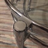Round coffee table in glass and chrome 4 removable trays