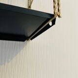 Adjustable vintage wall shelf in black metal and brass