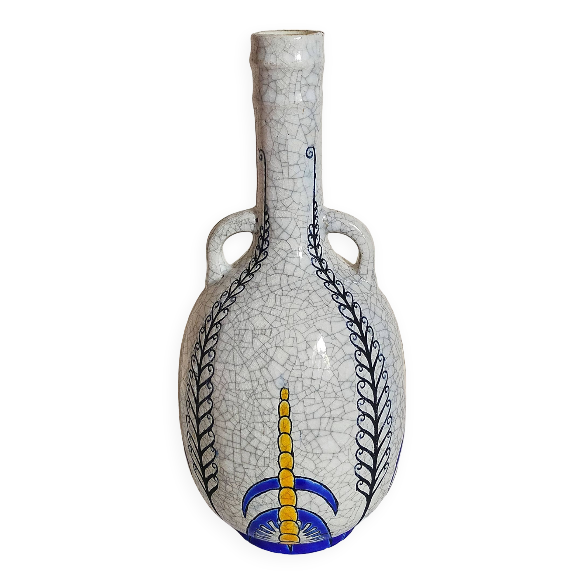Soliflore bottle vase in fine earthenware boch frères la louvière-keramis early 20th century