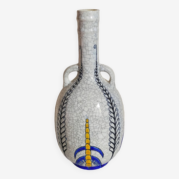 Vase bouteille soliflore en faience fine boch frères la louvière-keramis début xxème