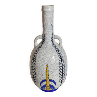 Vase bouteille soliflore en faience fine boch frères la louvière-keramis début xxème