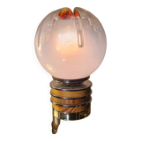 Vintage Murano glass lamp Mazzega, 22x15, chrome and wood Italy 1970