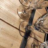 12 small twisted bistro glasses, 19th century