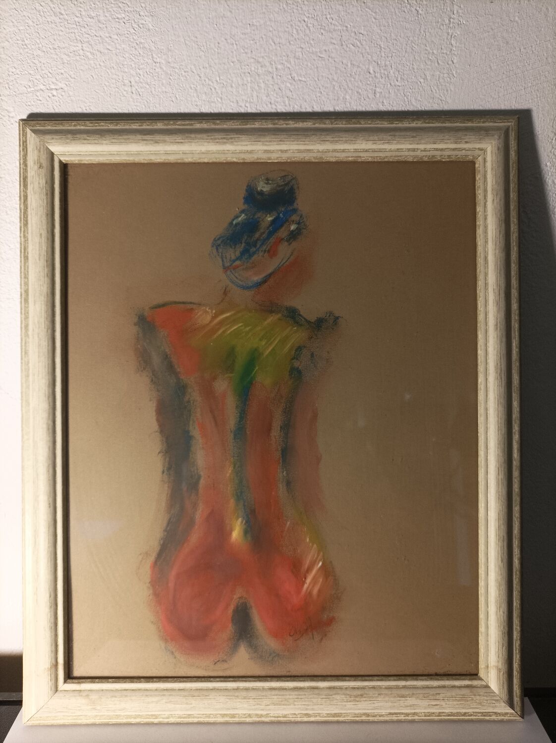 Nude drawing of pastel back on cardboard signed EB 07