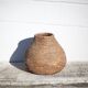 Old basket, burgundy straw and bramble, woven basket, interior decoration