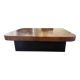Solid wood coffee table in lacquered elm burl, inspired by Willy Rizzo.