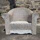 Large painted wicker armchair, 20th century, winter garden