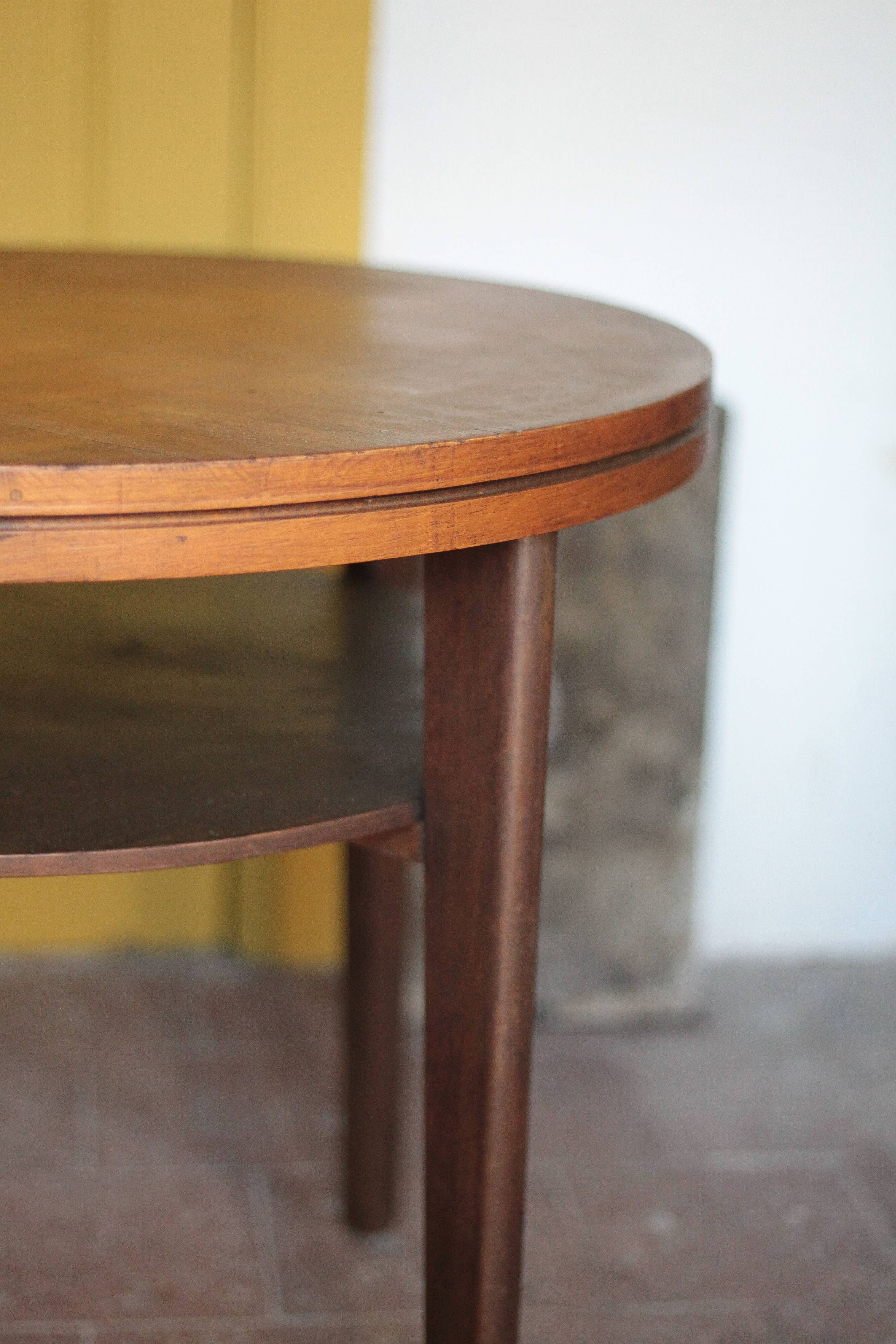 Vintage table, wooden table, two-tier table, living room table, side table.