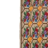 Handwoven Floral Pattern Needlepoint Kids Kilim Rug, Wall Hanging Turkish