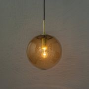 Large smoked glass ball pendant by Limburg with brass, Germany, 1970s.