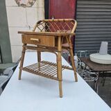 1960s rattan bedside table