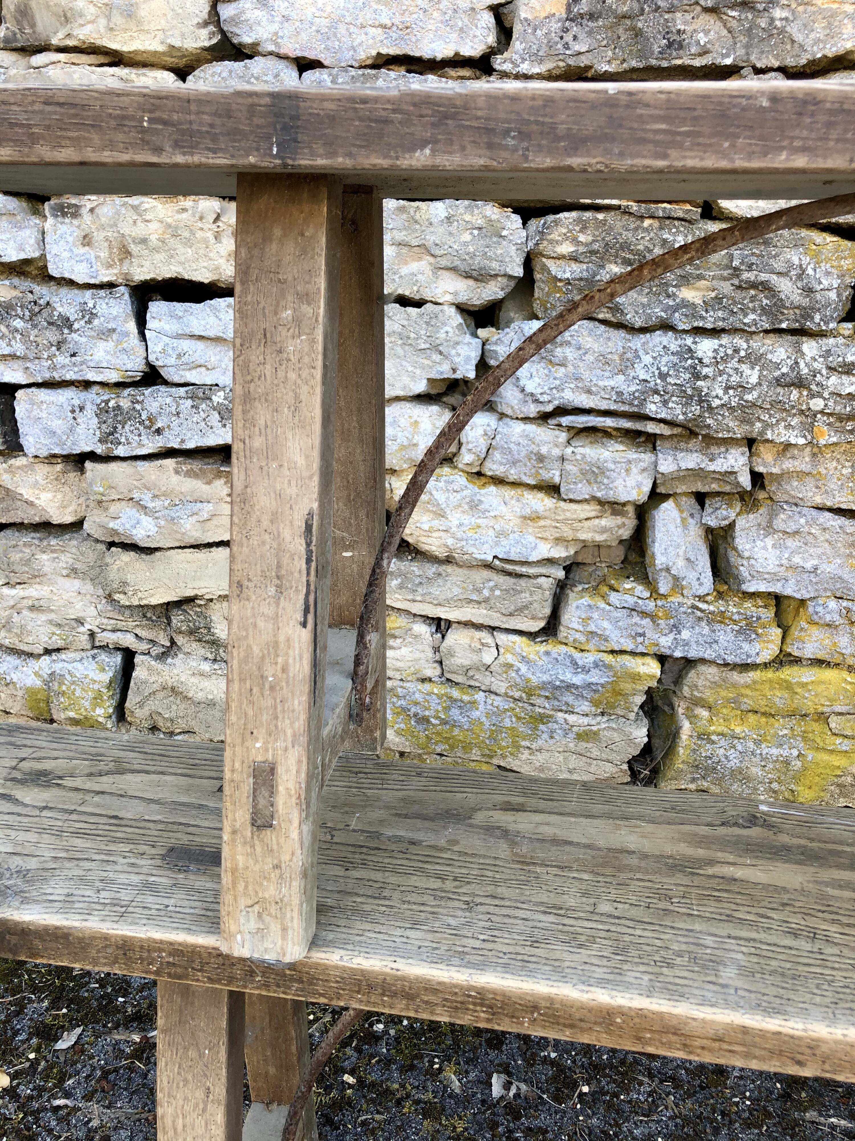 Pair of ancient benches in 19th century oak