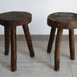 Vintage folk art tripod brutalist stool