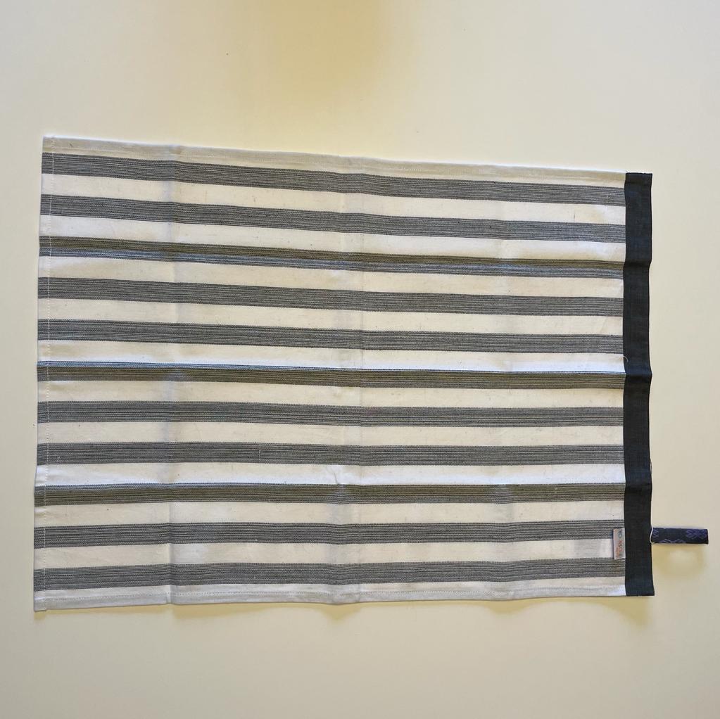 Black striped tea towel
