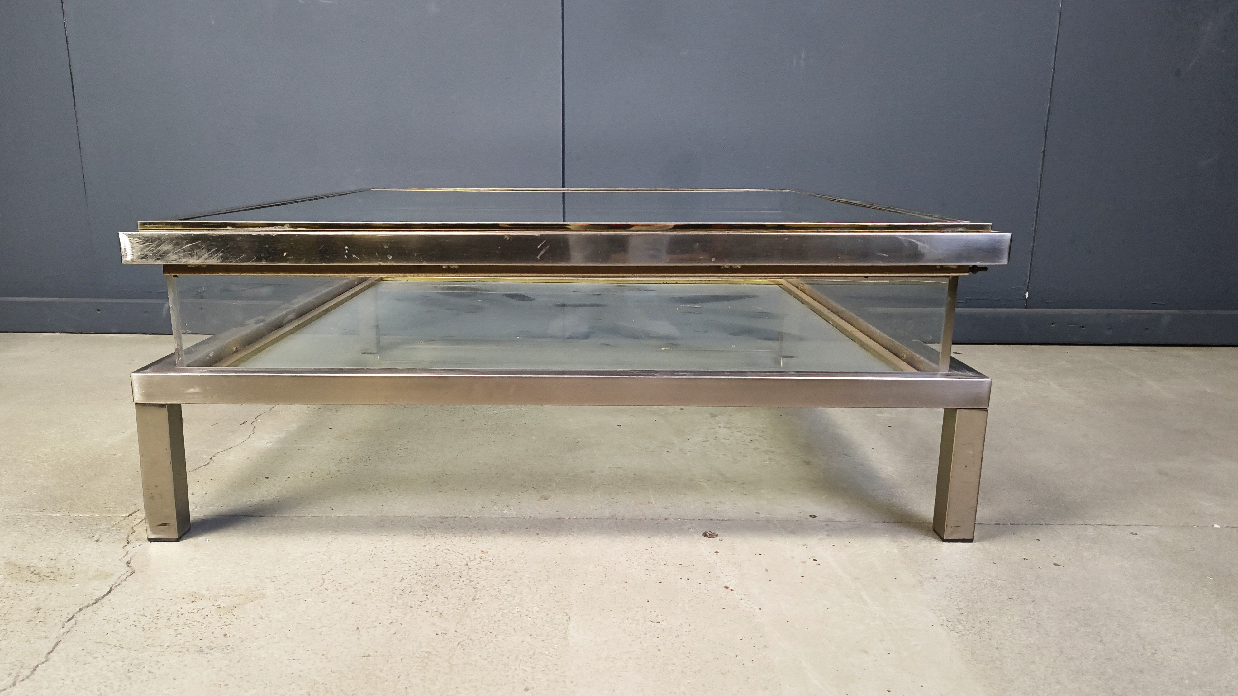 Table basse vintage à plateau coulissant, années 1970