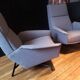 Pair of Guy Besnard armchairs, France 1960, new fabric