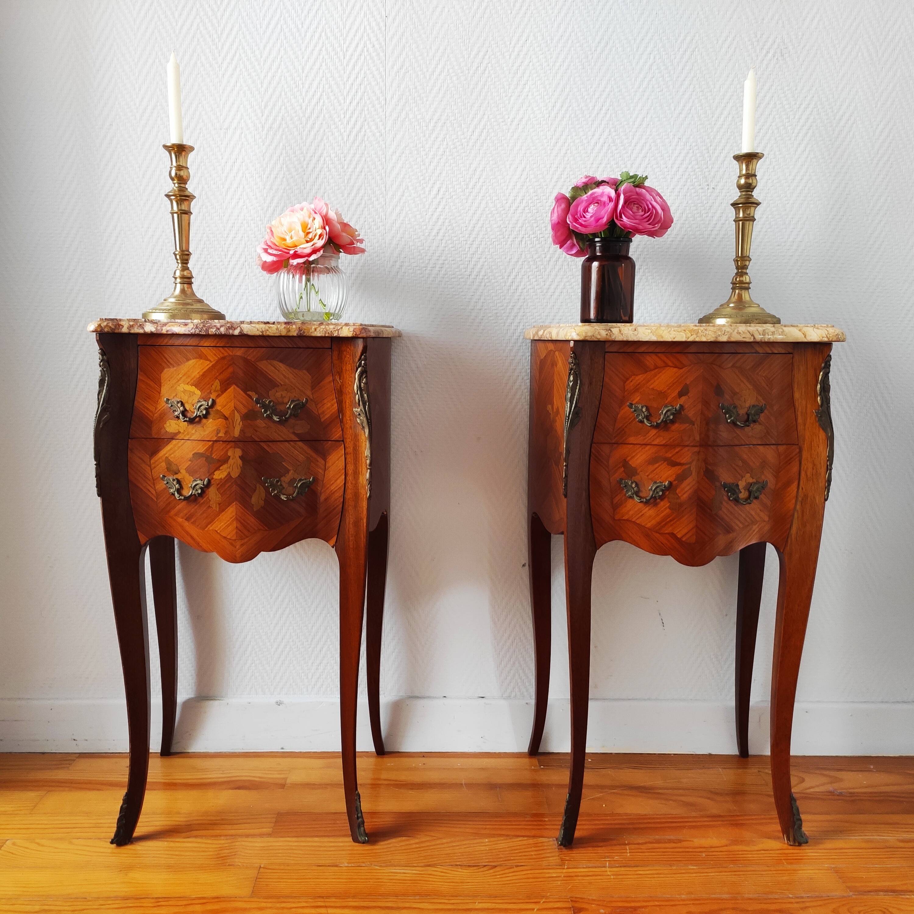 Pair of Louis XV style bedside tables