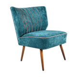 Cocktail vintage armchair, 60s, turquoise with pink edge, restored