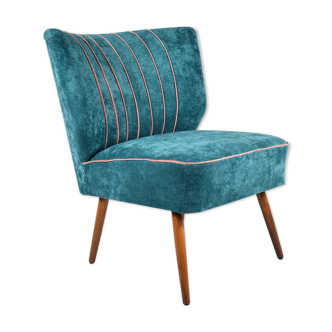 Cocktail vintage armchair, 60s, turquoise with pink edge, restored
