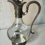 Pewter and glass carafe