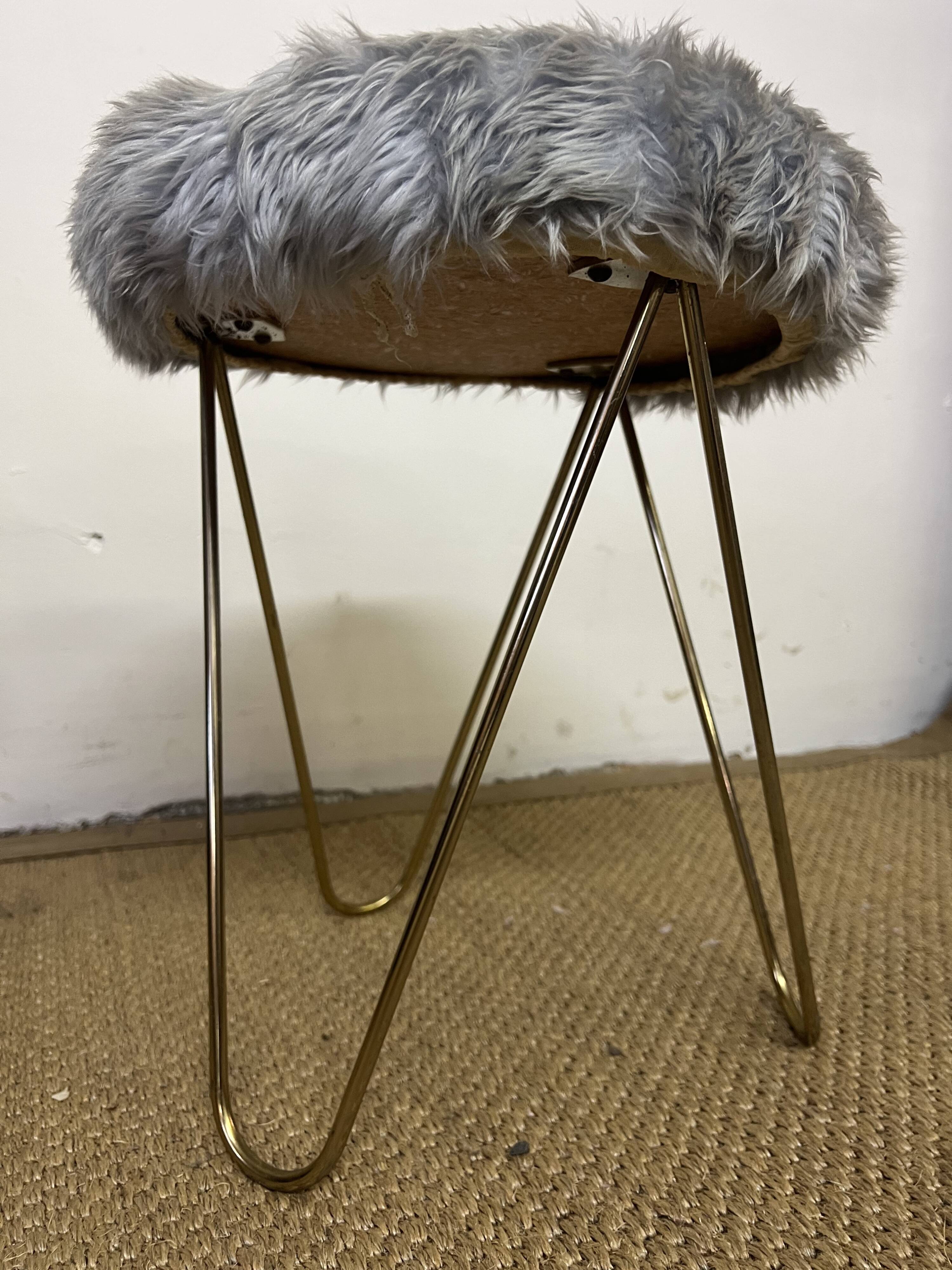 Vintage moumoute armchair and stool