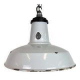 Industrial Grey Enamel Factory Pendant Lamp, 1960s