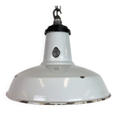Industrial Grey Enamel Factory Pendant Lamp, 1960s