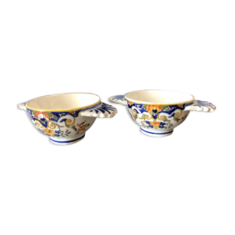 Pair of bowls in Desvres earthenware rouen model