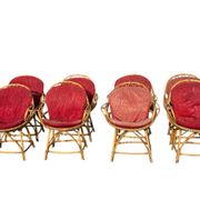 Set of 8 rattan armchairs from the 1960s, France.