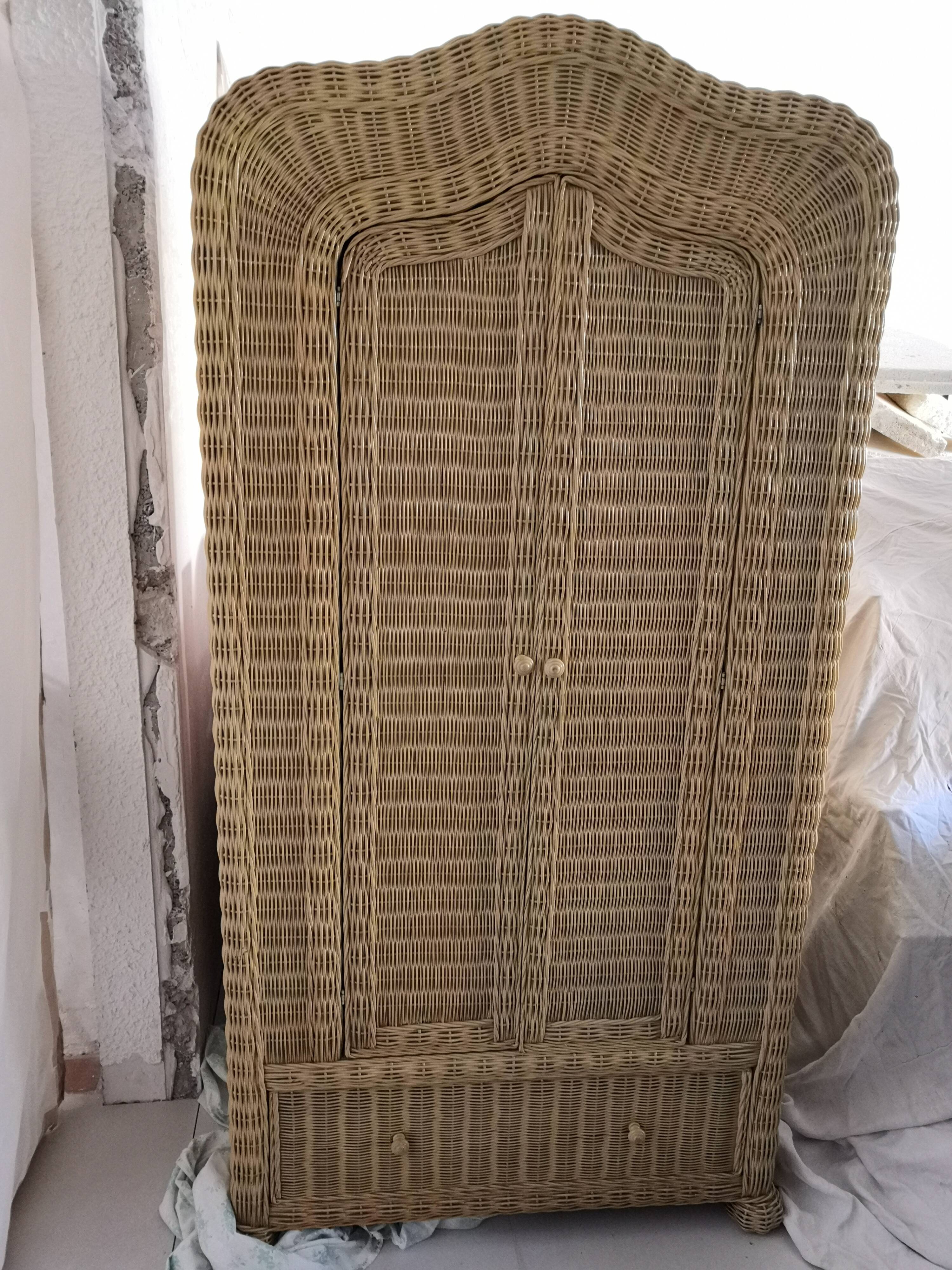 Vintage Rattan Wardrobe 1970s