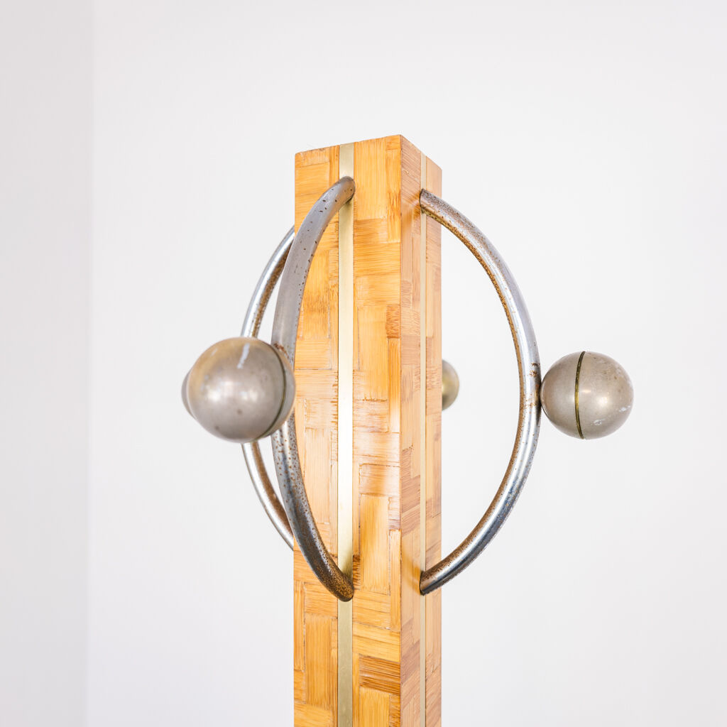 Bamboo entrance rack wood design 1970s vintage modernariate