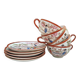Vintage Japanese tea/coffee service, egg shell porcelain & enamels for 5 people.