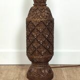 Carved wooden lamp base